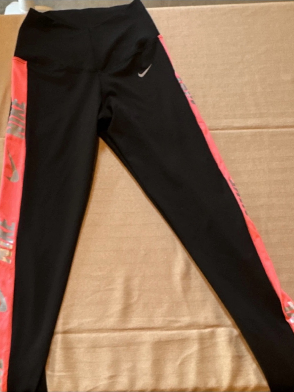 Nike Black‎ Leggings with Pink Side Panels and Silver Logos